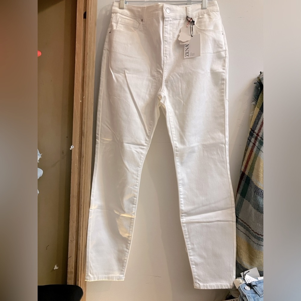 Off white straight leg jeans